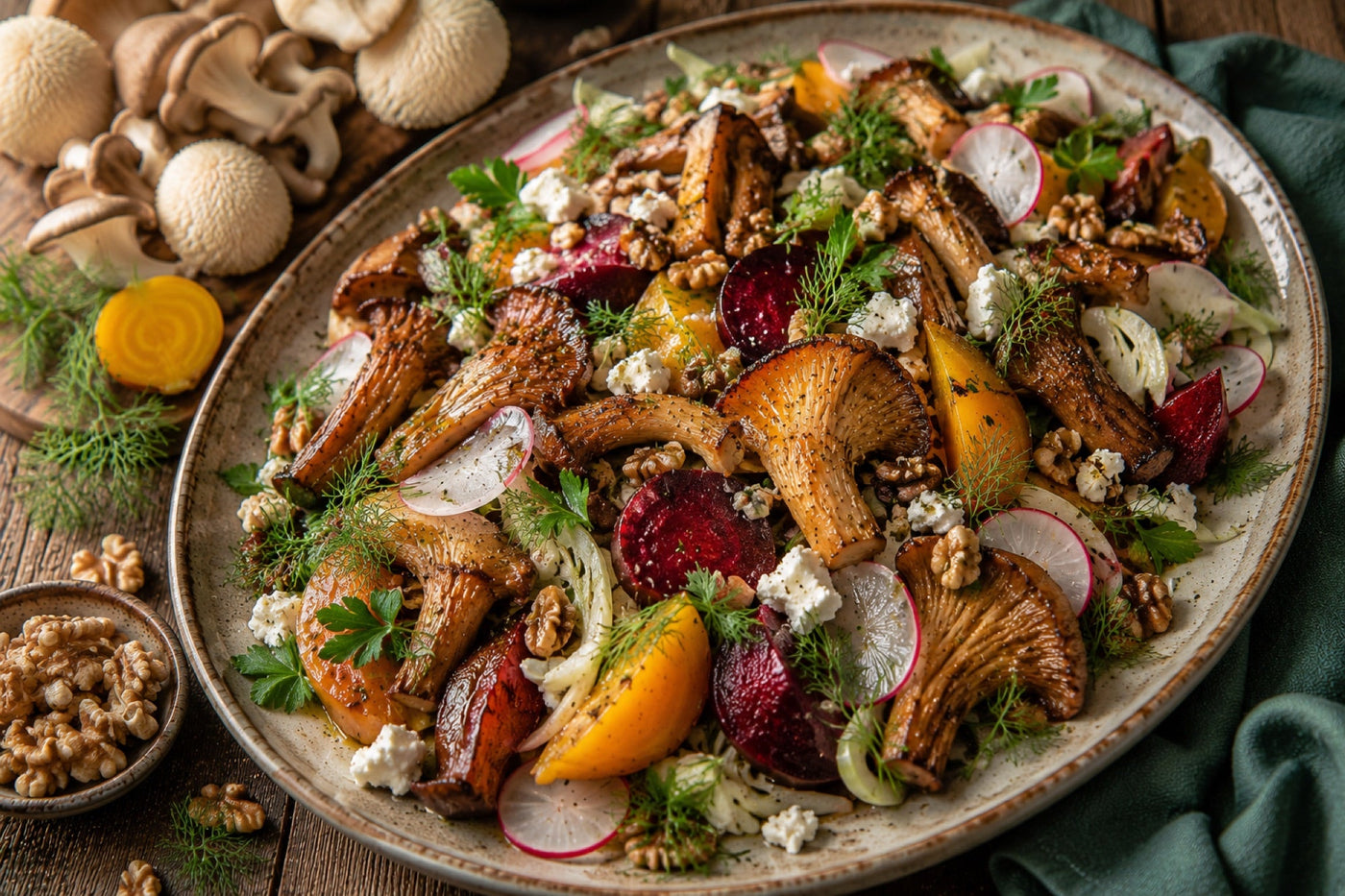 Roasted Mushroom, Beet & Fennel Salad